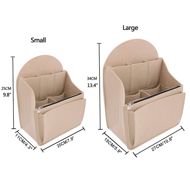 VANCORE Felt Backpack Organizer Insert for Rucksack Handbag Shoulder Bag (Beige,Large) - Image 5